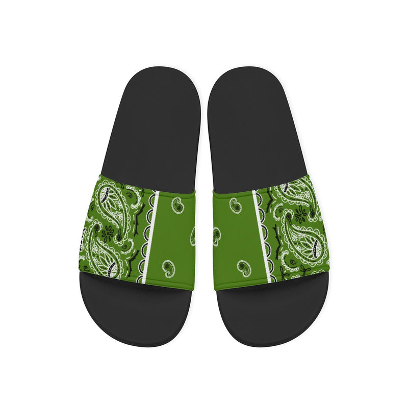 Men's Classic Green Bandana Slides