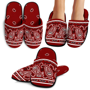 Maroon Red Bandana Slippers