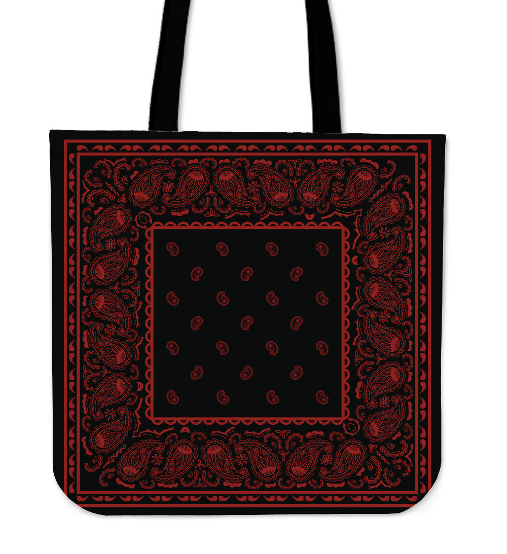 black and red bandana tote bad