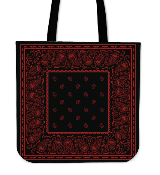 black and red bandana tote bad
