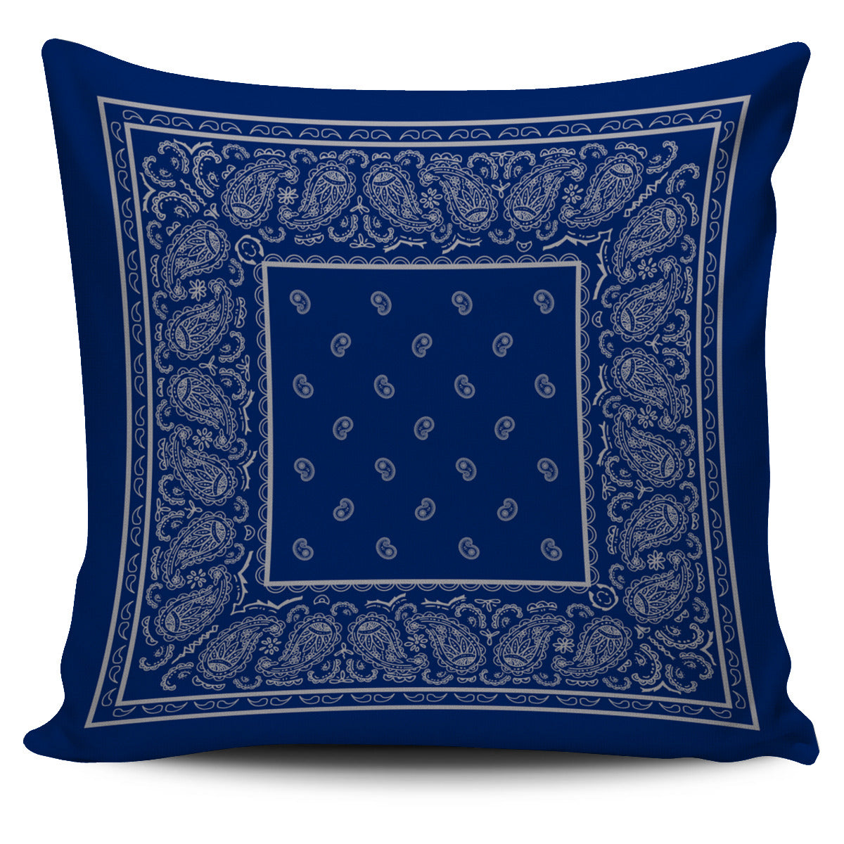 Blue and Gray Bandana Throw Pillow Cover