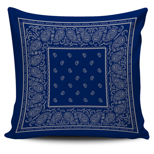Blue and Gray Bandana Throw Pillow Cover