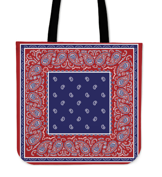 red white and blue bandana tote bag