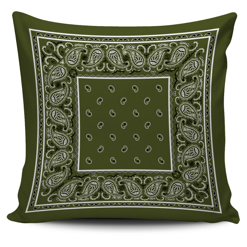Army Green and Black Bandana Throw Pillow Covers - 2 Styles