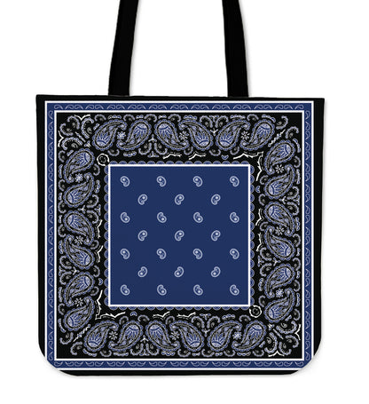 black with blue bandana tote bag