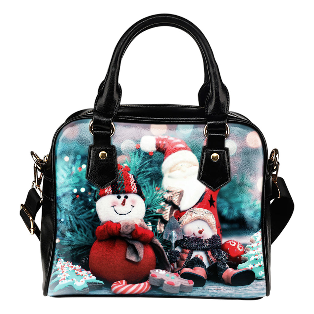 Christmas Handbag - Womens Snowman Black Leather Handbag