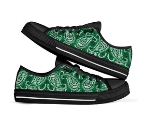 Canvas  Low Top Sneakers - Classic Green Bandana Style