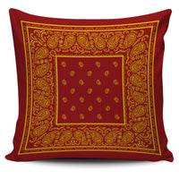 Red and Gold Bandana Throw Pillow Covers