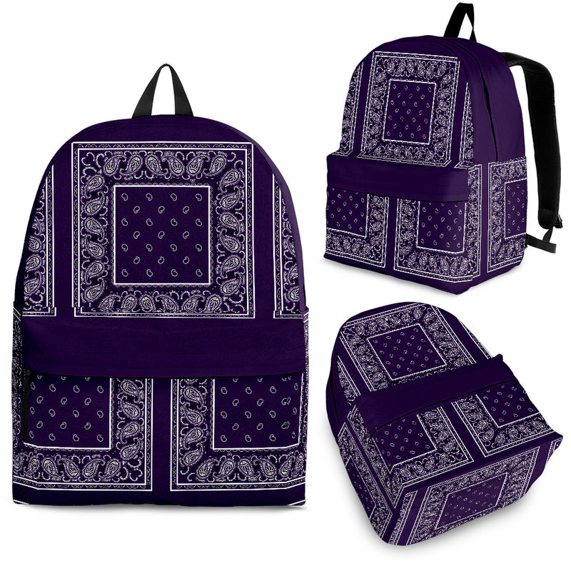 purple bandana backpacks in 3 sizes