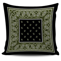 Army Green and Black Bandana Throw Pillow Covers - 2 Styles