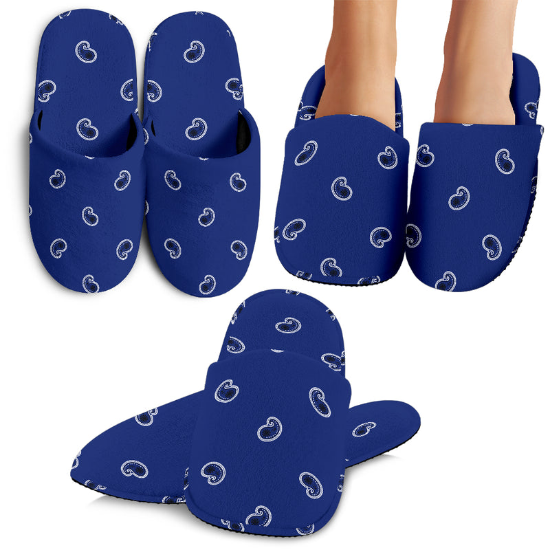 Royal Blue Paisley Slippers