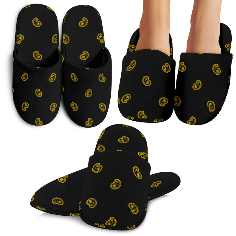Black Gold Paisley Slippers