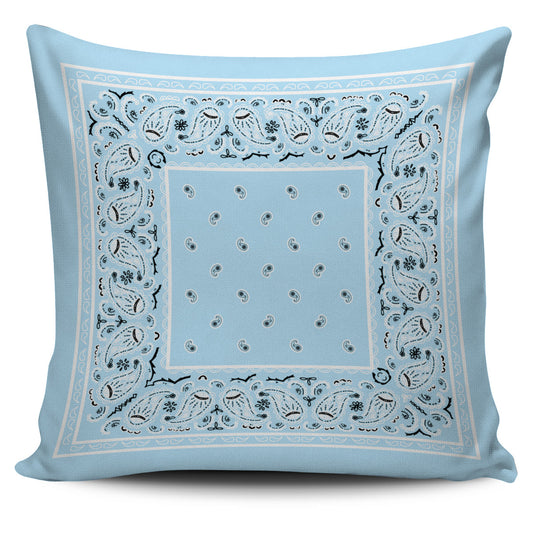 Light Blue Bandana Throw Pillow Covers