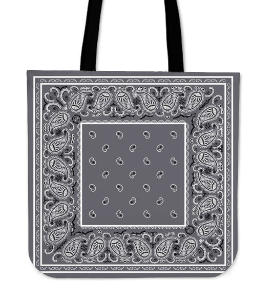 gray bandana tote bag
