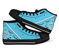 No Box Light Blue Bandana High Top Sneakers