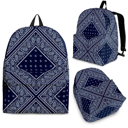 blue and white bandana backpack