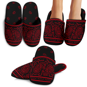 Black and Red Bandana Slippers