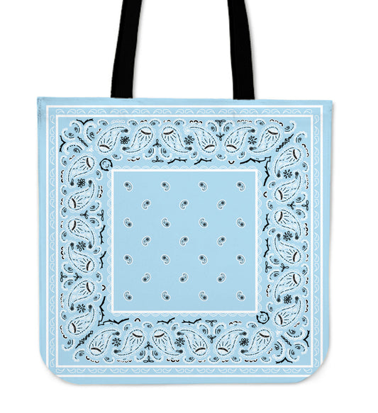 light blue bandana tote bag