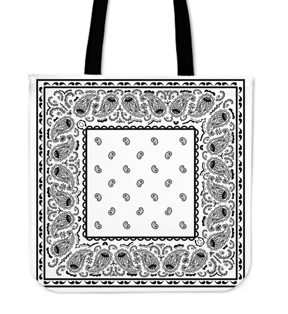 white bandana tote bag