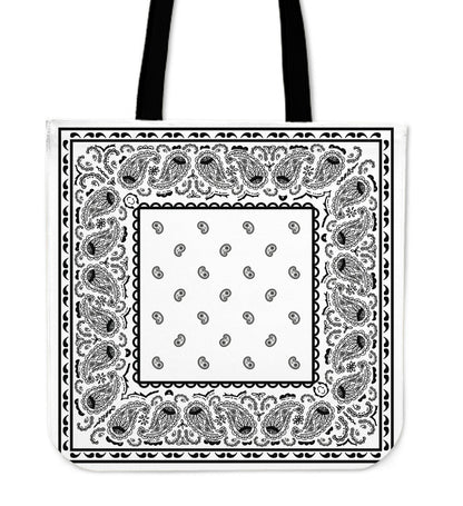 white bandana tote bag