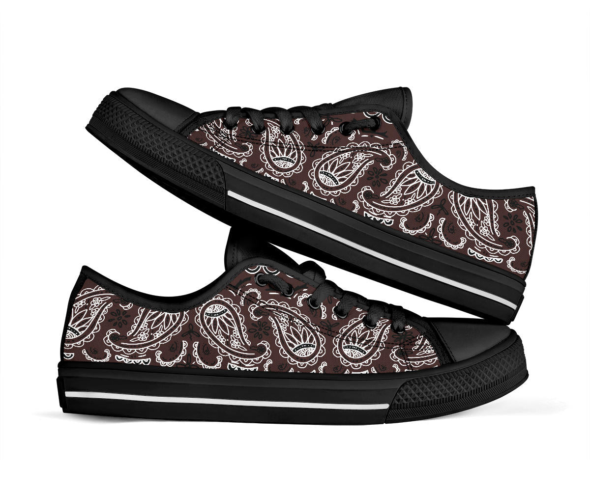 Canvas Low Top Sneakers - Coffee Brown Paisley