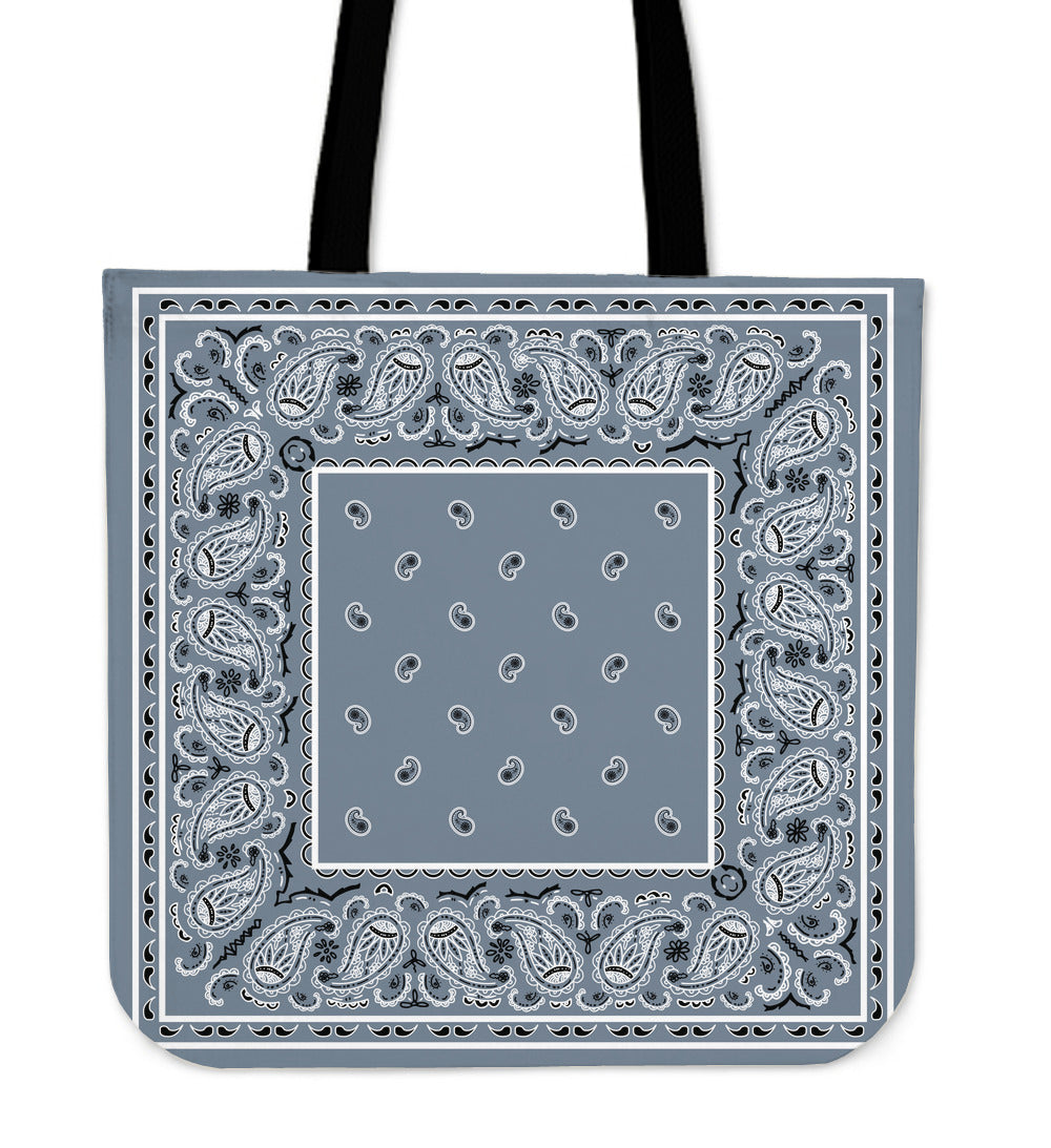slate blue bandana tote bag
