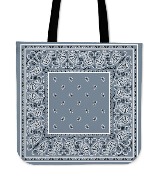 slate blue bandana tote bag