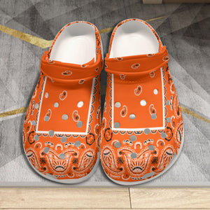 Women's Bright Orange Classic Bandana Clogs