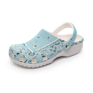 Women's Baby Blue Classic Bandana Clogs