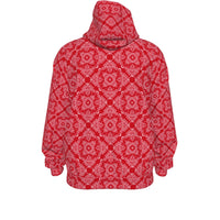 Unisex Cotton Red/White Bandana2 Zip-Up Hoodie