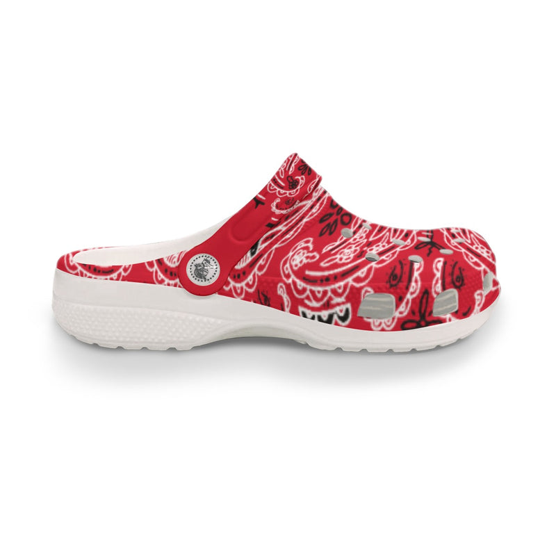 Women's Red Classic Big Bandana Clogs