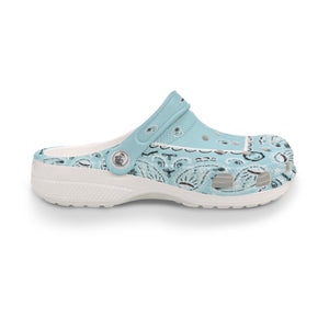 Women's Baby Blue Classic Bandana Clogs