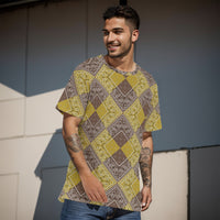 Men's Brown-Gold Diamond Bandana Cotton TShirt