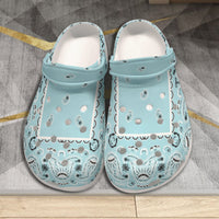 Women's Baby Blue Classic Bandana Clogs