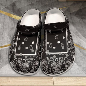 Women's Black Classic Bandana Clogs