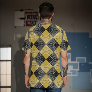 Men's Gold Black Diamond Bandana Cotton Tee