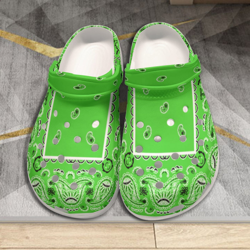 Women's Bright Green Classic Bandana Clogs