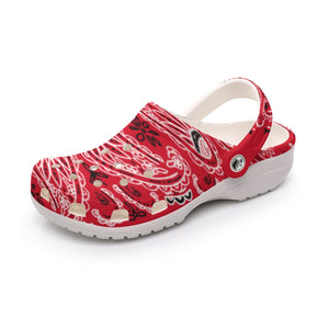 Women's Red Classic Big Bandana Clogs