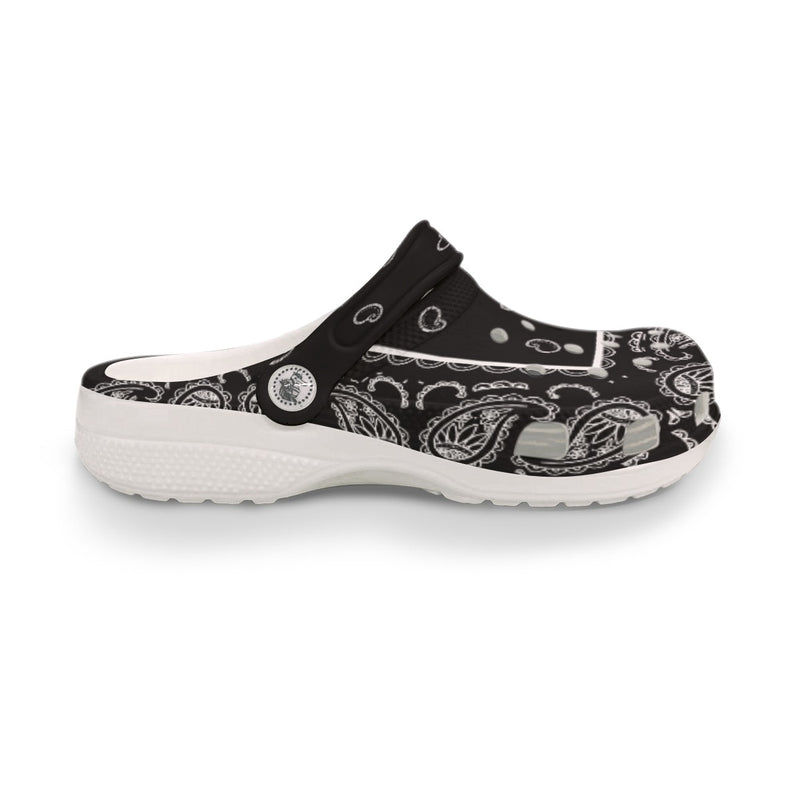 Women's Black Classic Bandana Clogs