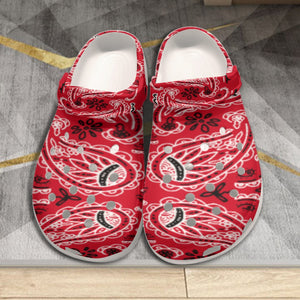 Women's Red Classic Big Bandana Clogs