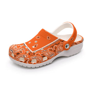 Women's Bright Orange Classic Bandana Clogs