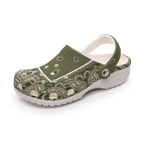 Women's Army Green Classic Bandana Clogs