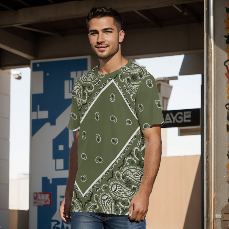 YAP - Men's Tilted Army Green OG Bandana  TShirt