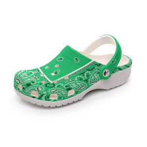 Women's Green Classic Bandana Clogs