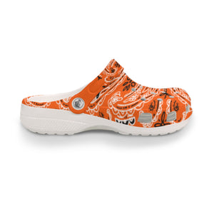 Men's Bright Orange Classic Big Bandana Clogs