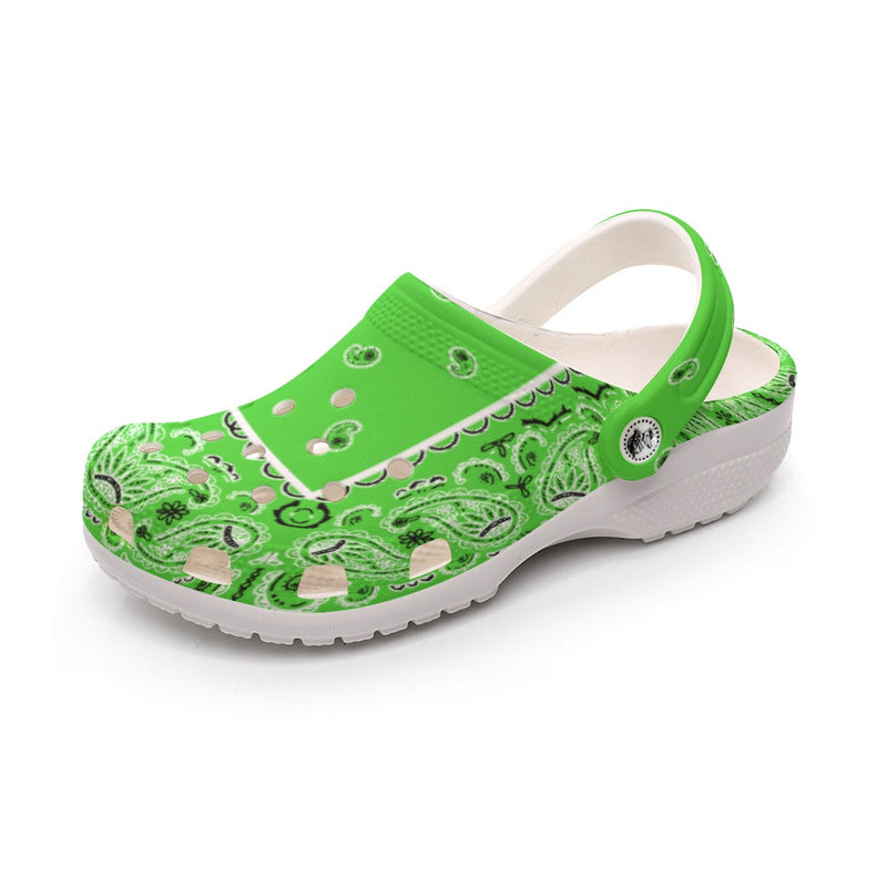 Women's Bright Green Classic Bandana Clogs