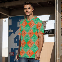 Men's Orange and Green Diamond Bandana Cotton TShirt