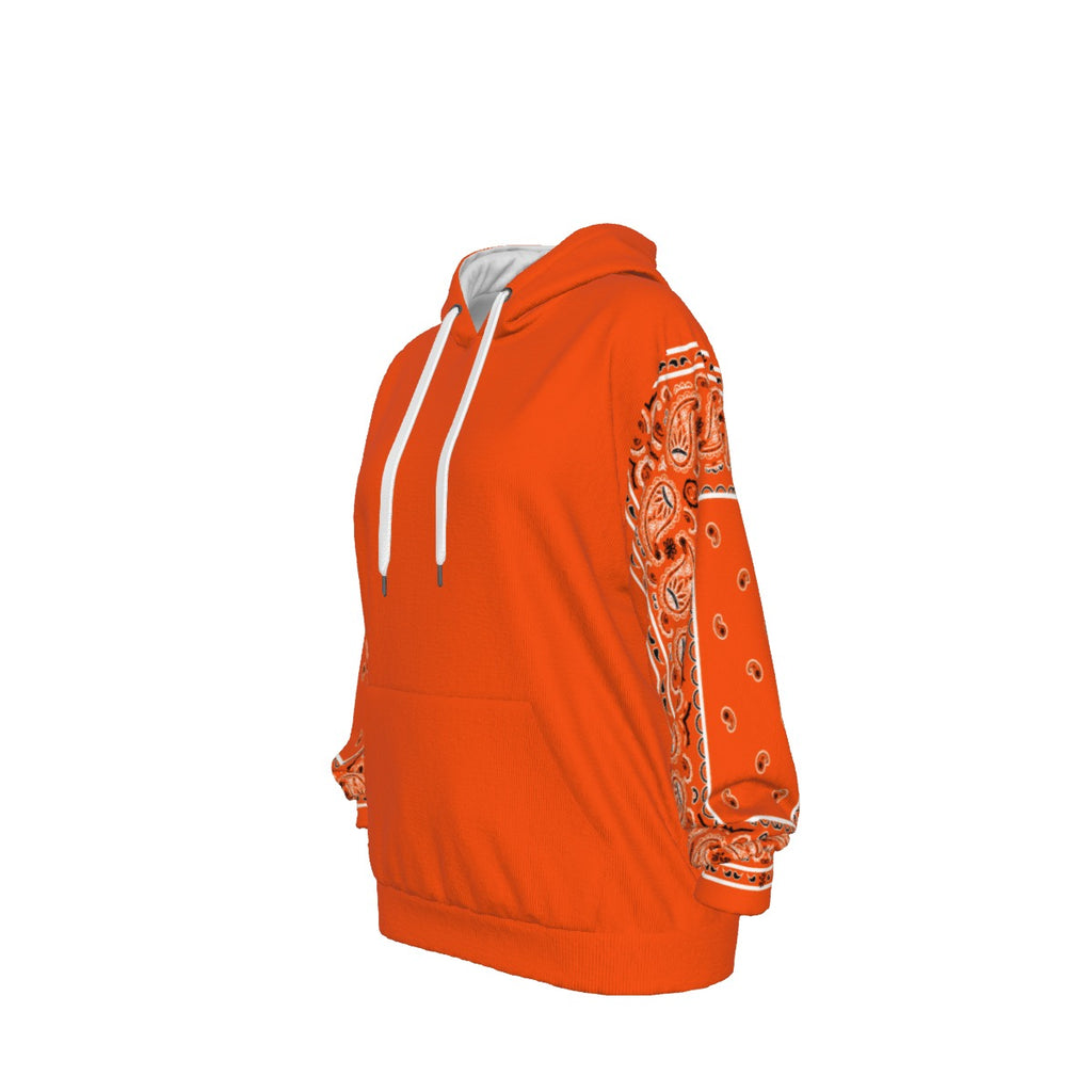 Unisex Orange Bandana Sleeved Pullover Hoodie