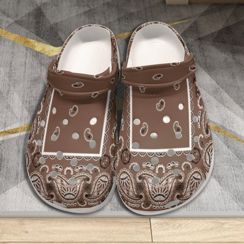 Women's Coffee Brown Classic Bandana Clogs