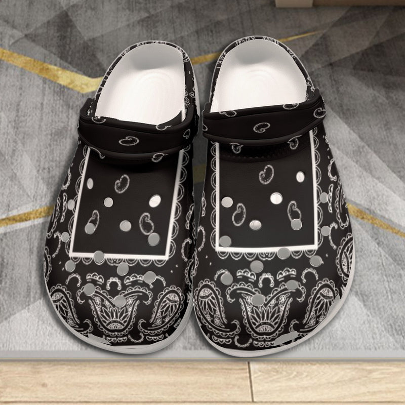 Men's Black Classic Bandana Clogs